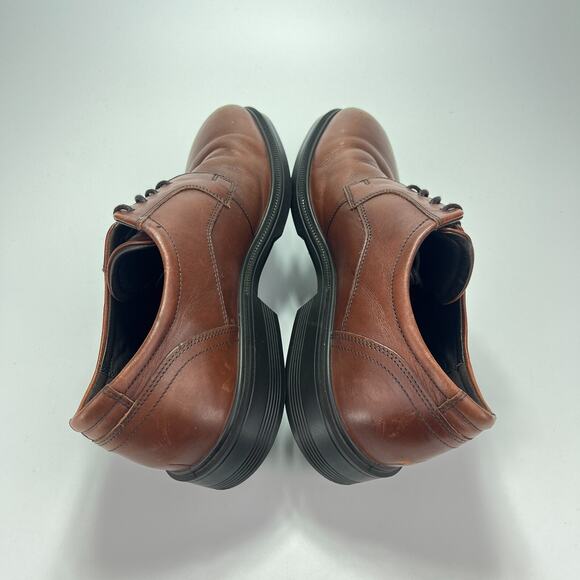 Ecco Lisbon Plain Toe Oxford Brown Leather Lace Up Casual Dress Shoe Men Size 44 main image 7